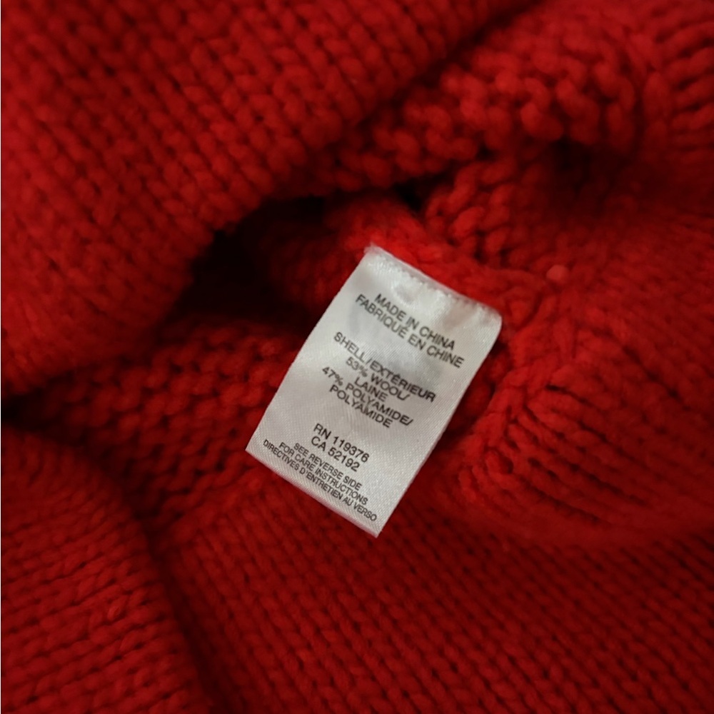 Helmut Lang Sweater Red Chunky Wool Opacity Intarsia Sweater size Small - Picture 12 of 13